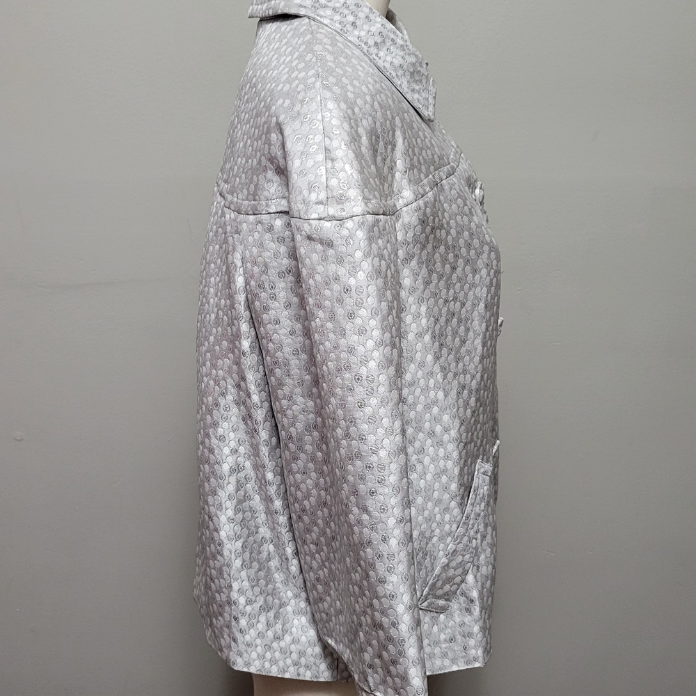 Lane Bryant metallic silver jacquard polka dot blazer size 14 - Picture 3 of 6